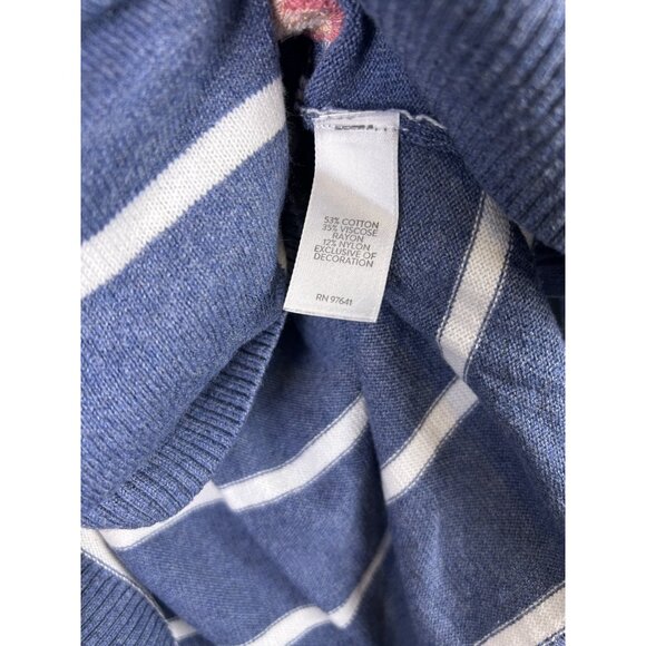 J. Jill Sweater Women’s X-Small Blue Striped Floral Embroidered Hooded Casual - Picture 7 of 9